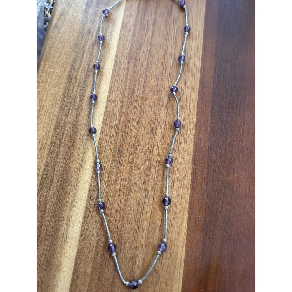 Amethyst & Liquid Silver Necklace 16"